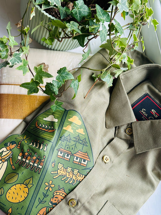 Men’s Olive Shirt & Kasavu Mundu set(Onam Limited Edition)